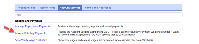A screenshot of the MiWAM Reports and Payments screen.