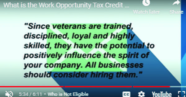 A screenshot of a YouTube video titles "What is the Work Opportunity Tax Credit"