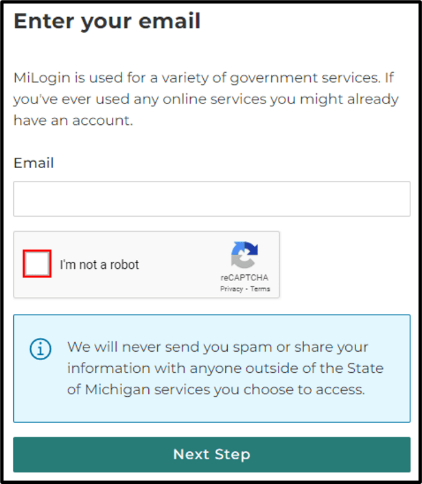 A screenshot of the MiLogin CAPTCHA pop up.