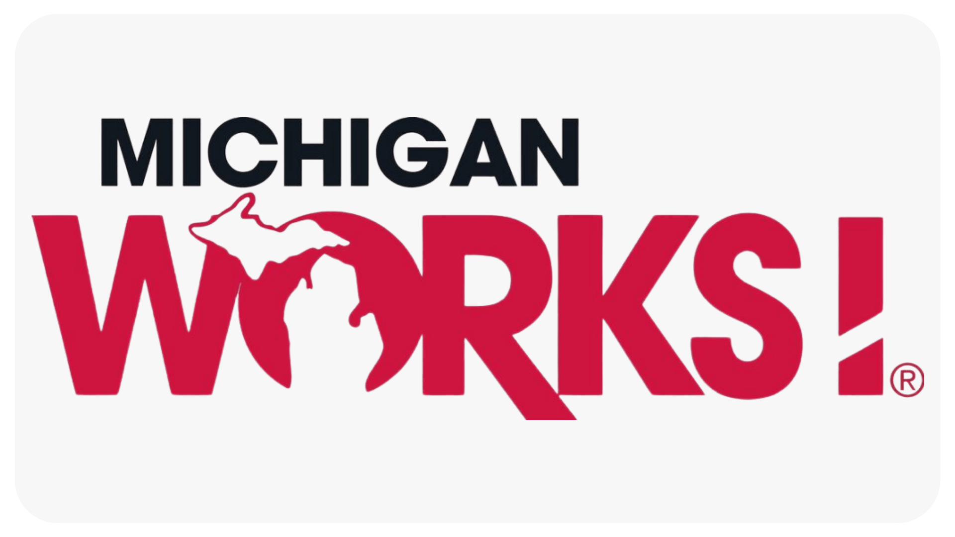 The Michigan Works! Logo. Works is in a red font.
