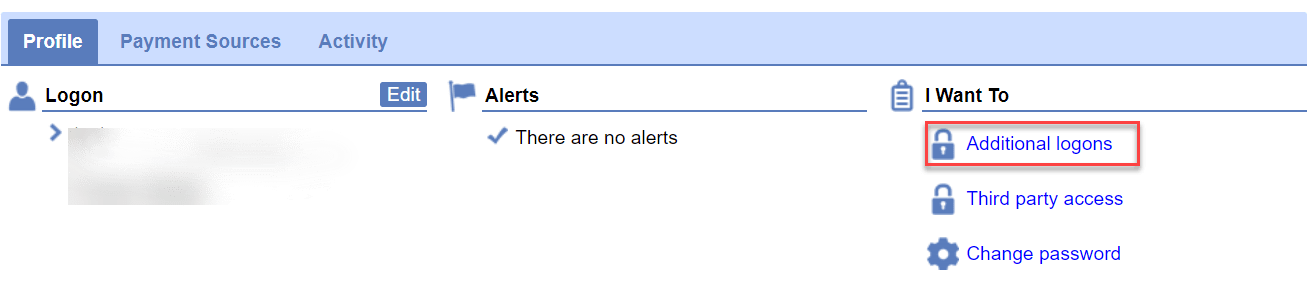 click "additional logons" on the "profile" tab