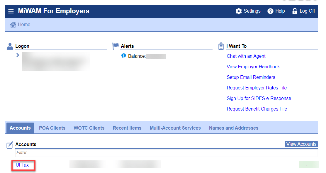 under the accounts tab click UI tax
