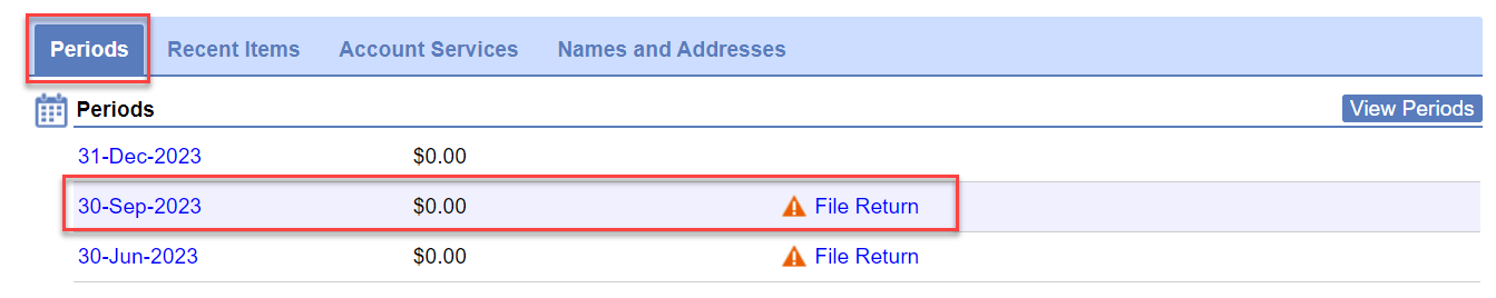 Choose the quarter you want to file from the list