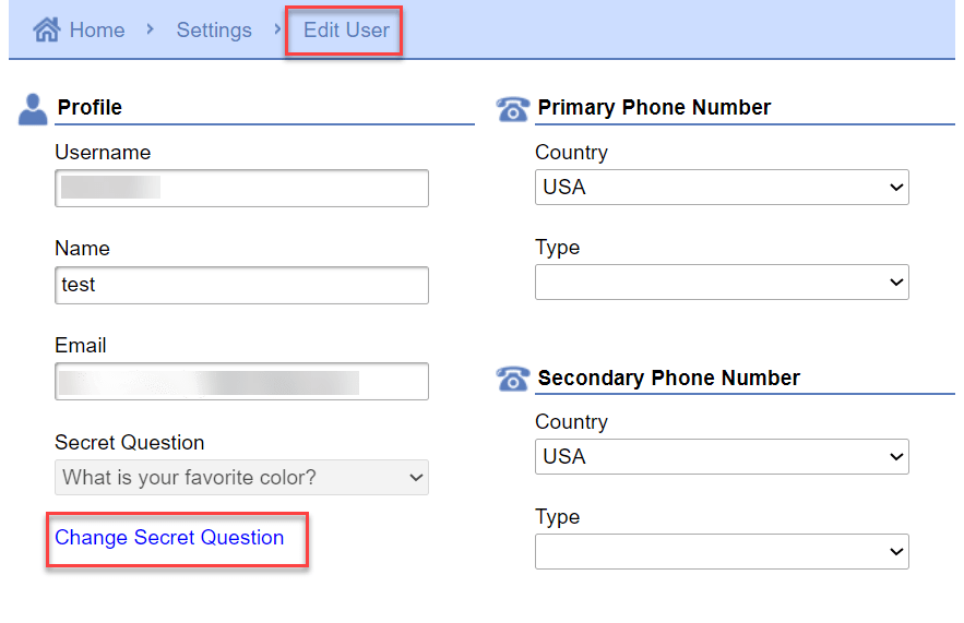 use the edit user tab to update your information