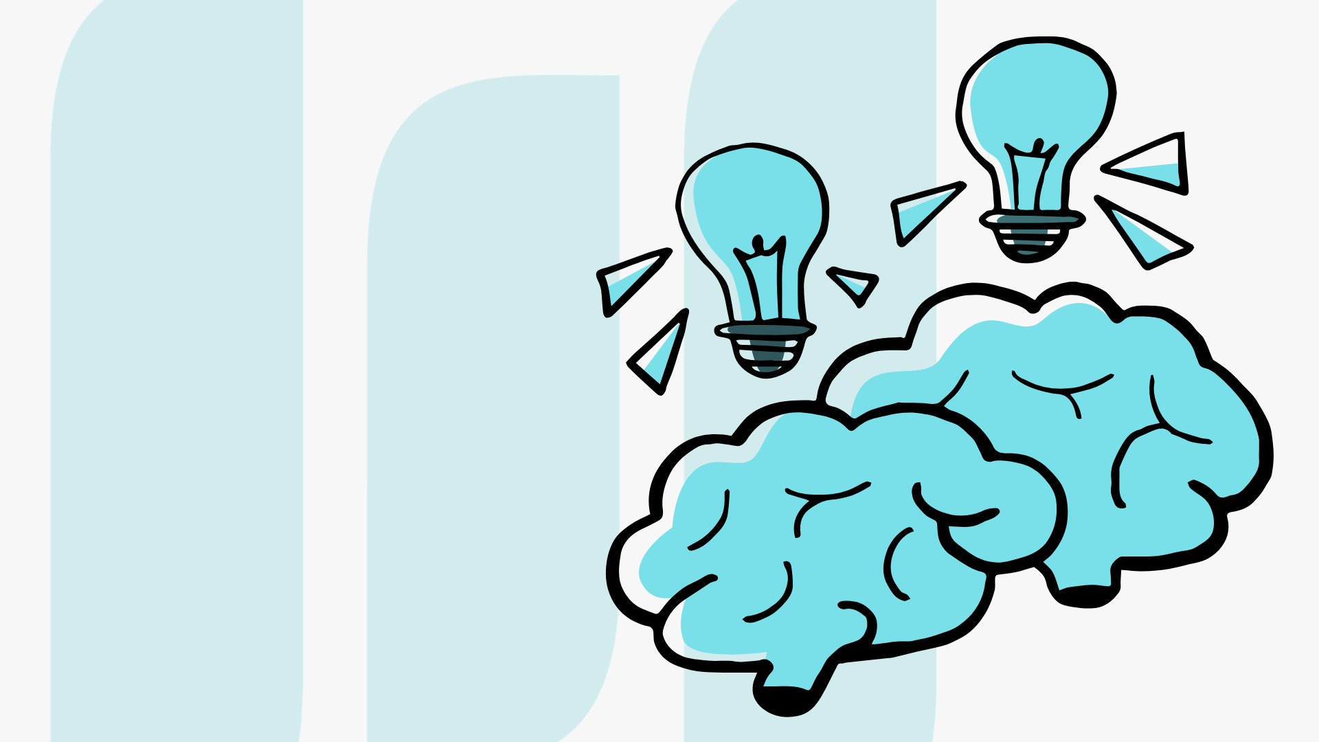 The MiUI logo in the background. Two doodles of brains with lightbulbs above them in the foreground.