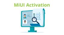 A 2D graphic of a computer monitor. Text above the graphic reads, "MiUI Activation"