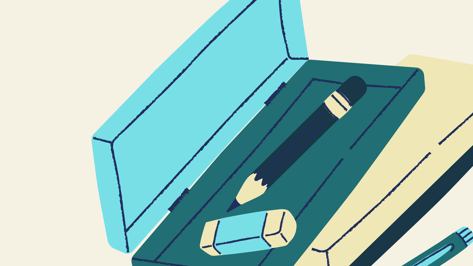 An 2D illustration of a pencil case.