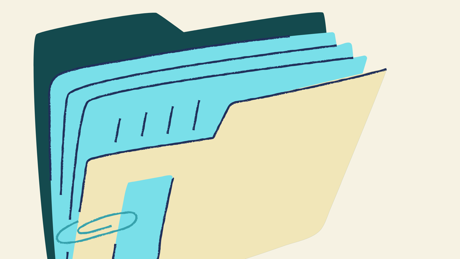 An 2D illustration of a folder with documents.