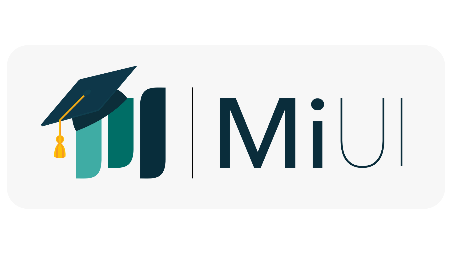MiUI Logo in front of a grey background  with a graduation cap on top of it.