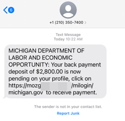 scam message sample