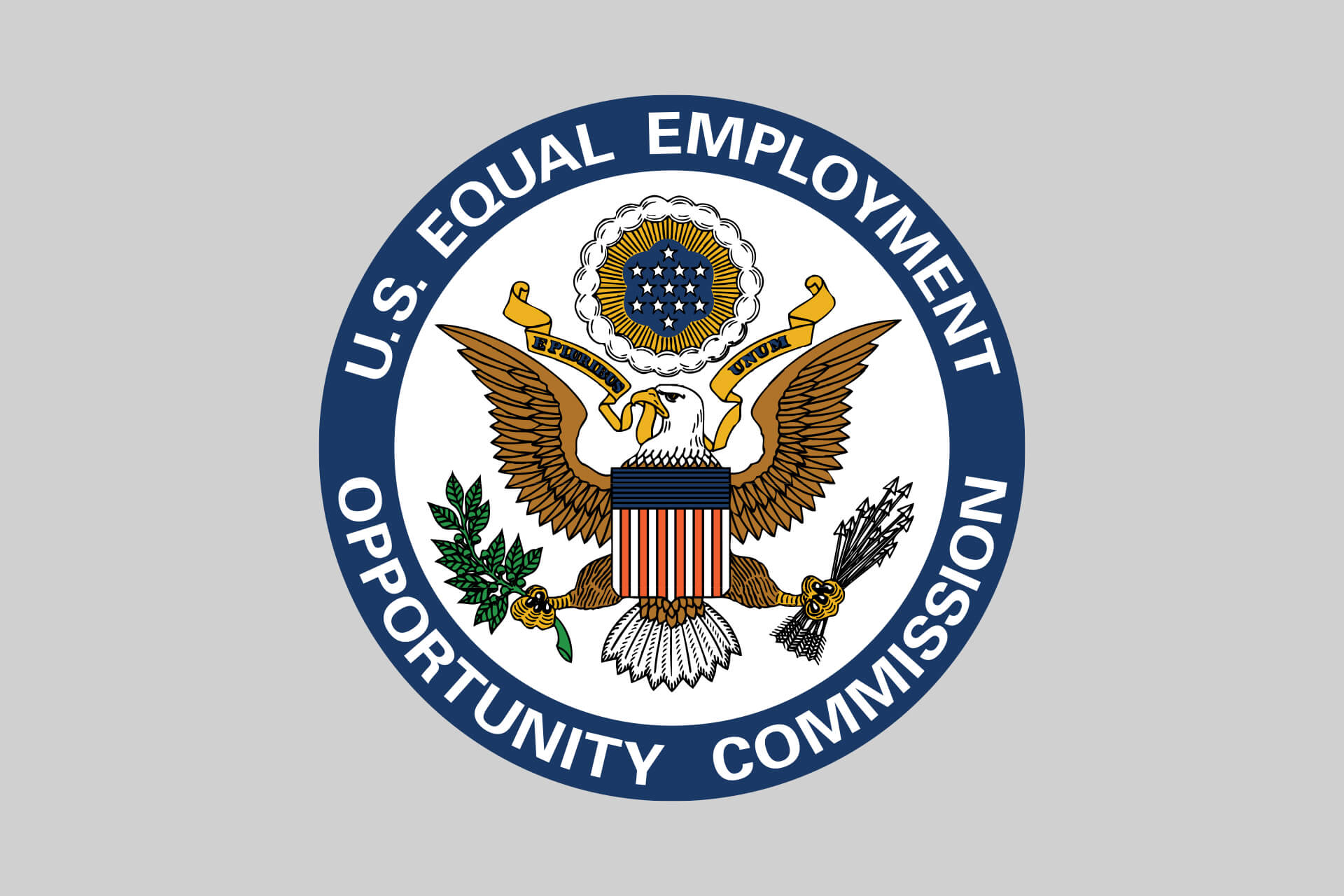 Seal of the U.S. Equal Employment Opportunity Commission on a gray background.