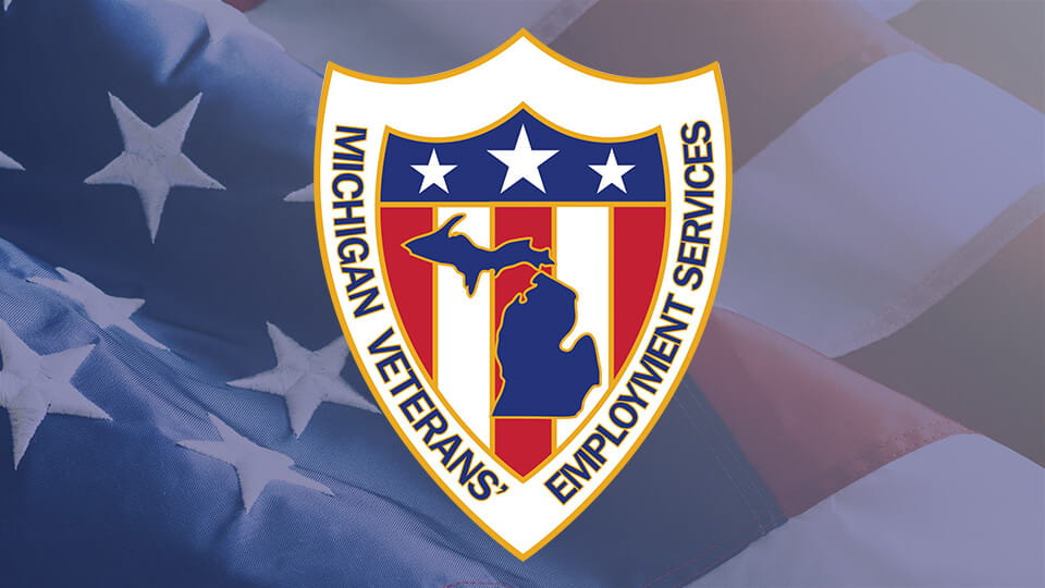 Veterans' Employment Services logo with American flag in background