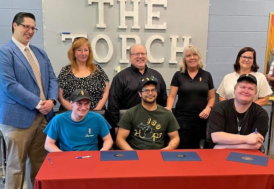 MCTI apprentices with MCTI Departmental Manager, Torch 180 Co-founder, and Apprenticeship & Training Representative with USDOL's Office of Apprenticeship.