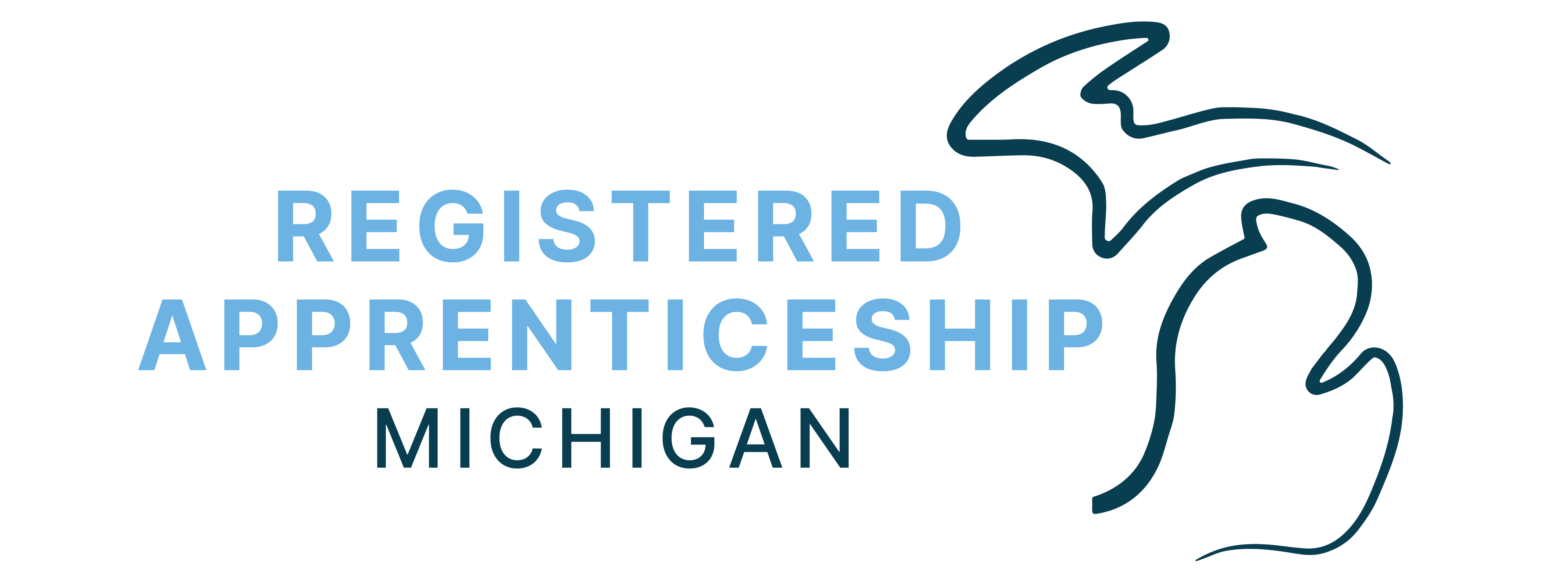 Stylized outline of Michigan with "Registered Apprenticeship Michigan" text to the left.