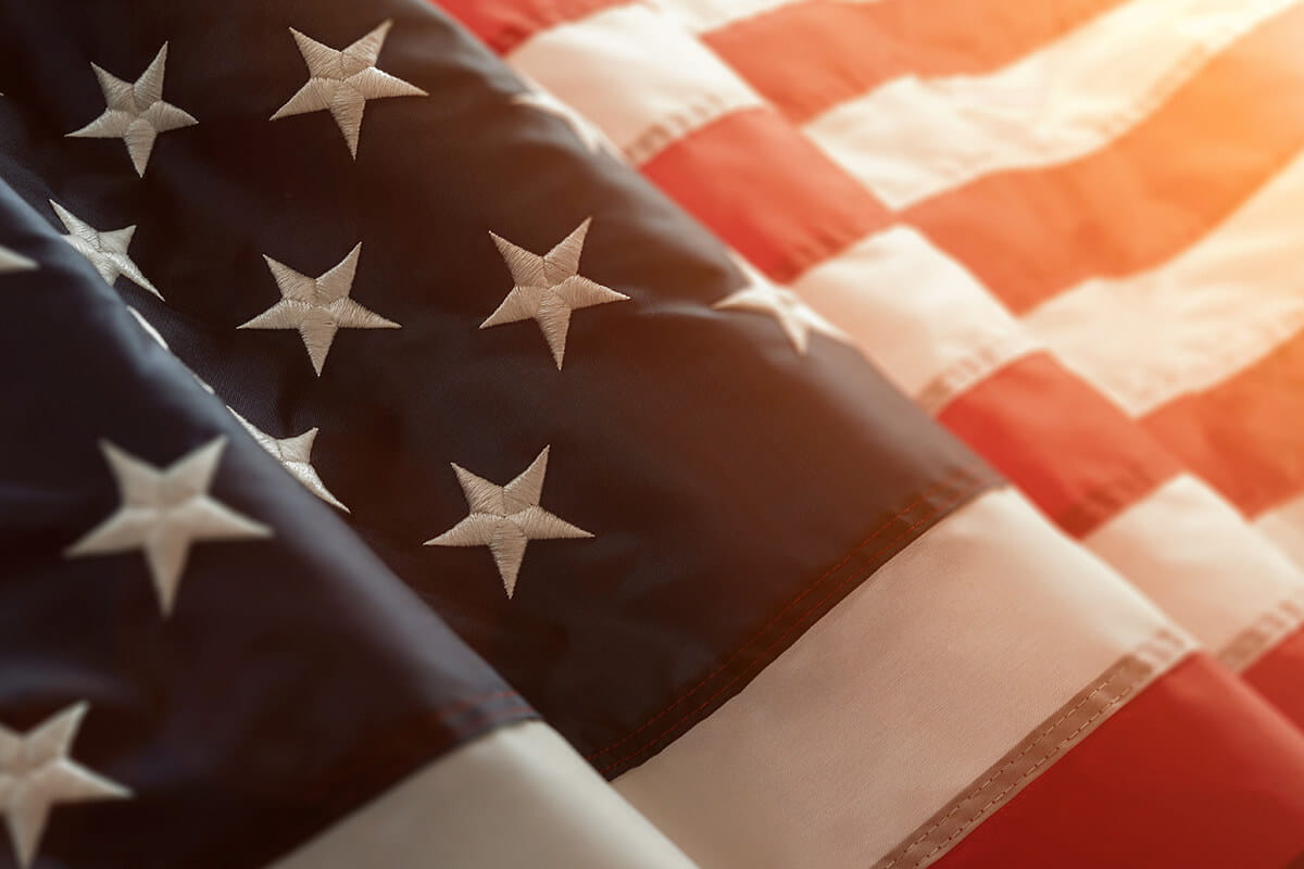 An American flag waving.