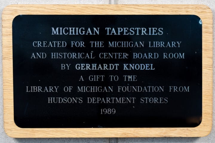 2024 Library of Michigan About Michigan Library and Historical Center Tapestries 3