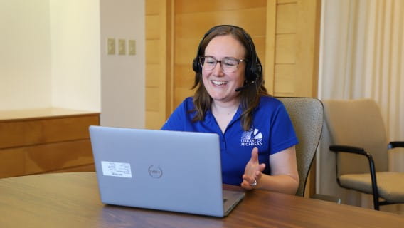 Instructor at computer
