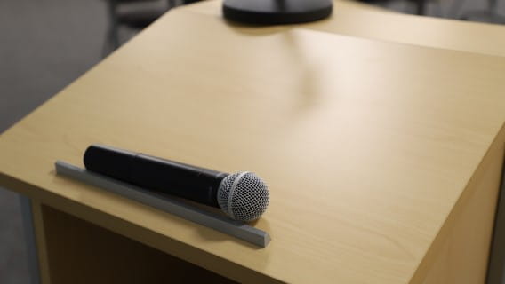 2023 Michigan Notable Books Press Release Link Podium Microphone