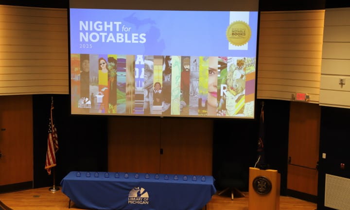 2025 Library of Michigan For Public Michigan Notable Books Night for Notables Forum Screen