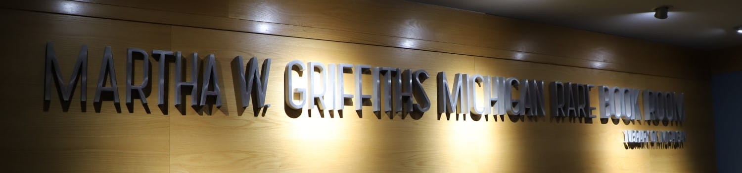 Martha W. Griffiths Michigan Rare Book Room sign