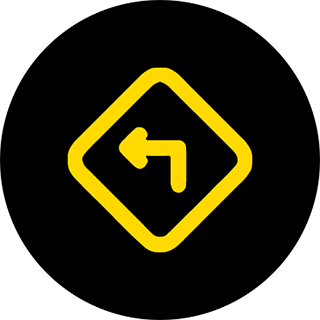 Left turn road sign icon