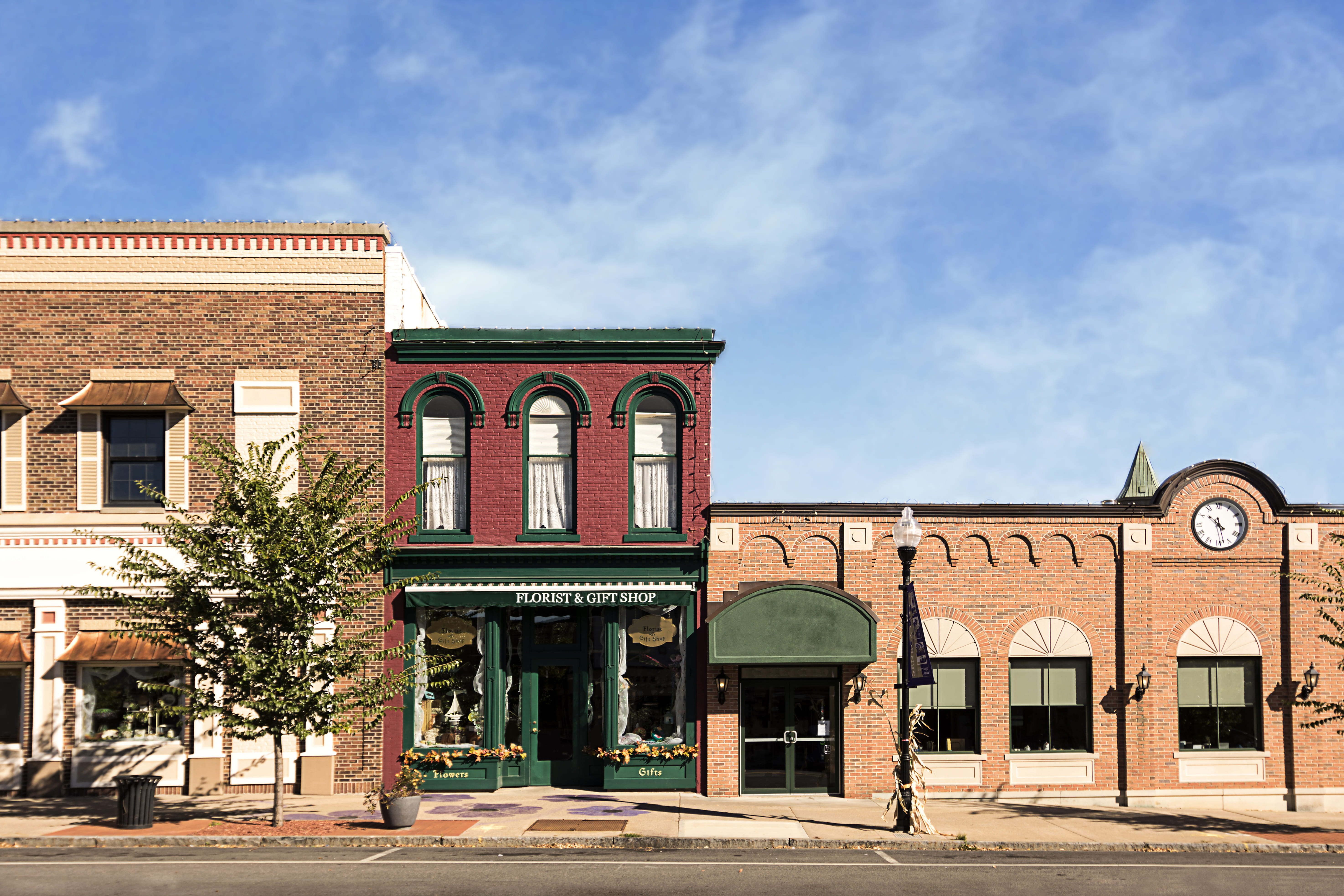 Rural small town main street business fronts