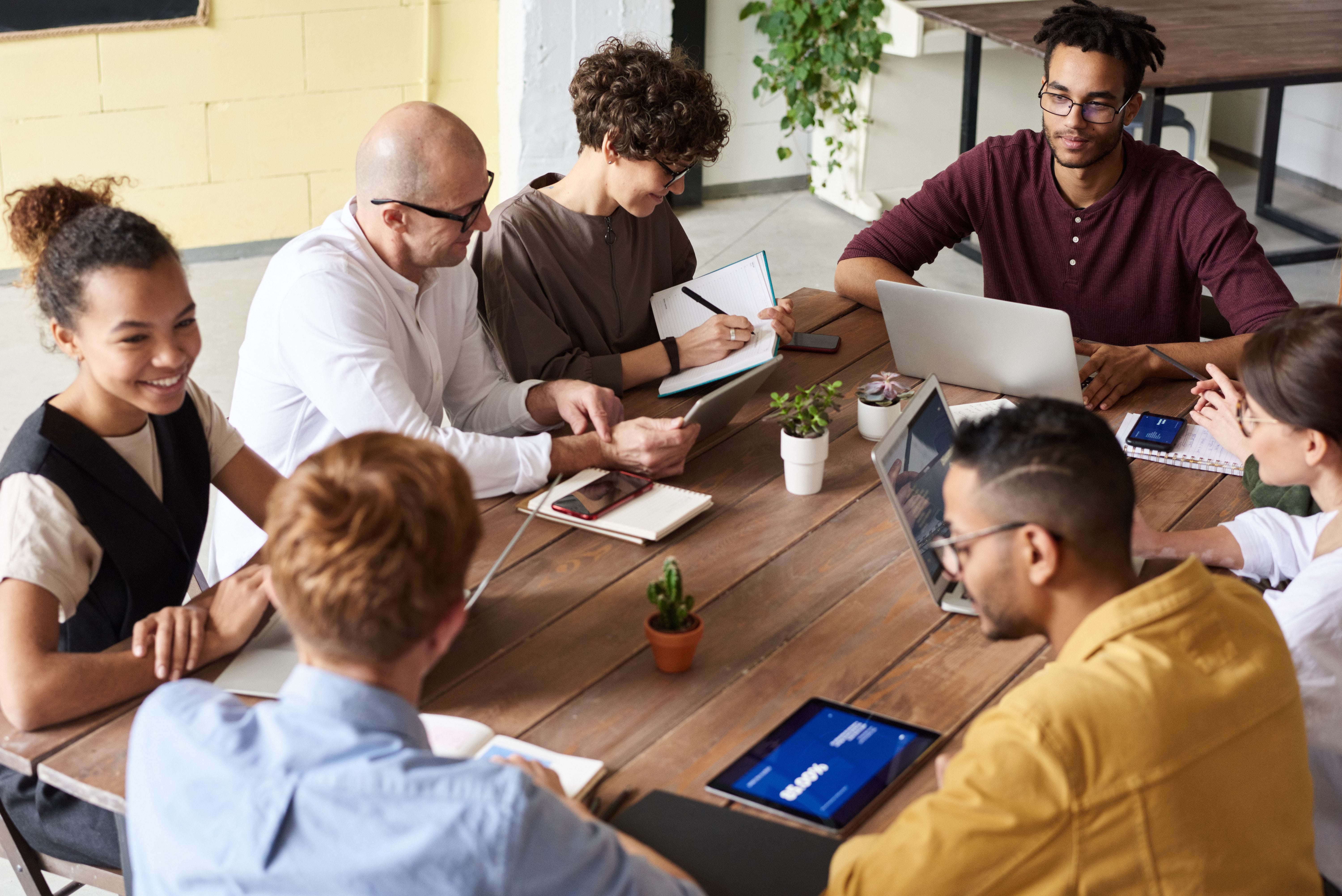 A group of people working together.