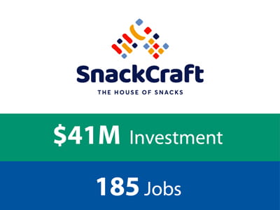 SnackCraft had a $41 Million investment resulting in 185 new jobs.