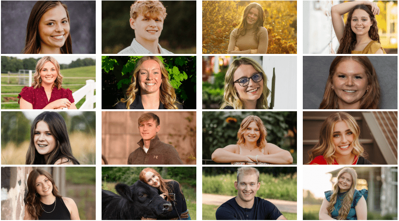 Michigan Youth Livestock 2024 Scholarship Winners Poster: 23 young people posing for the camera