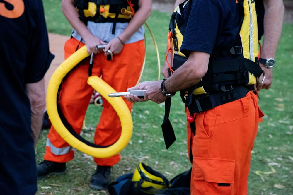 First responders preparing their tools.