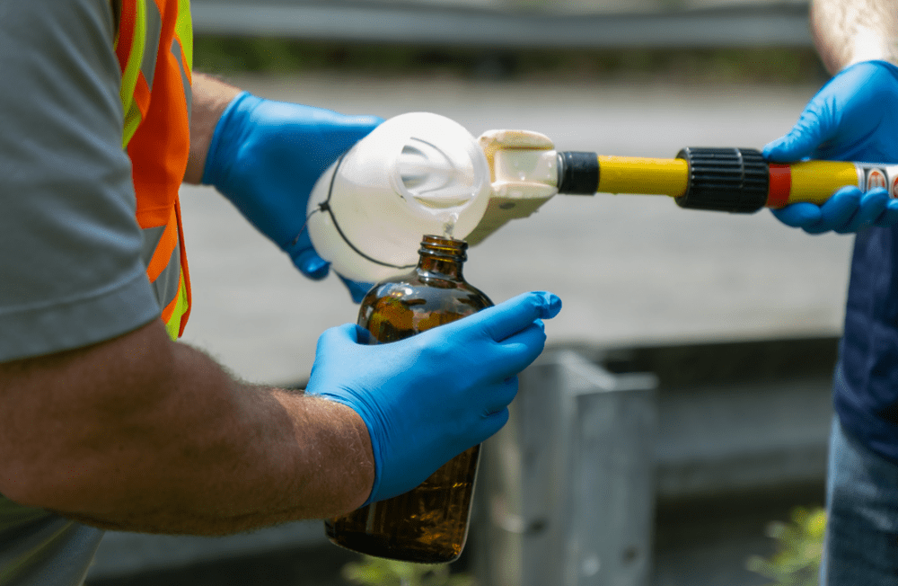 The sample team collects chemicals.