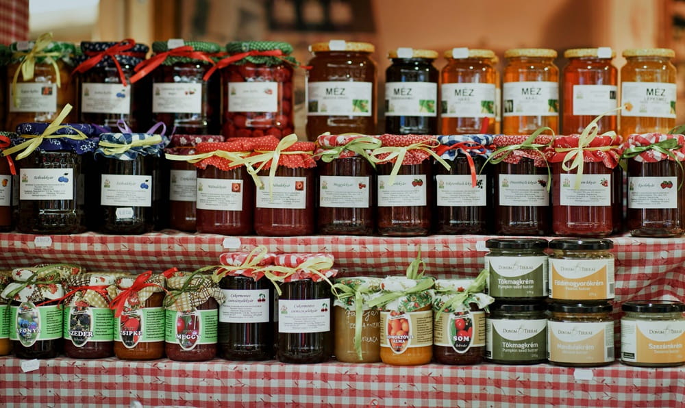 A variety of home made jams and jellies