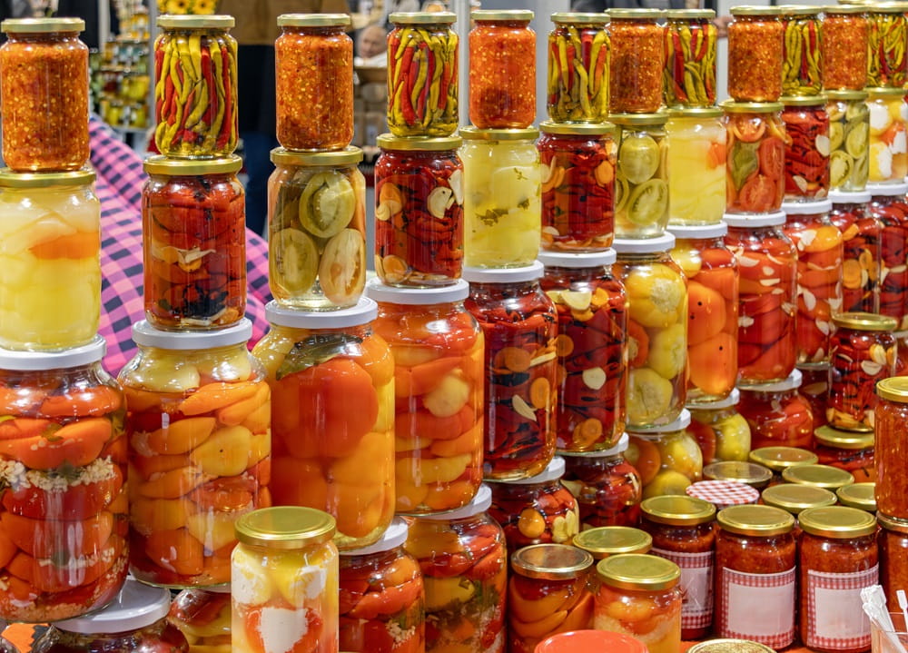 Jarred, pickled vegetables for sale