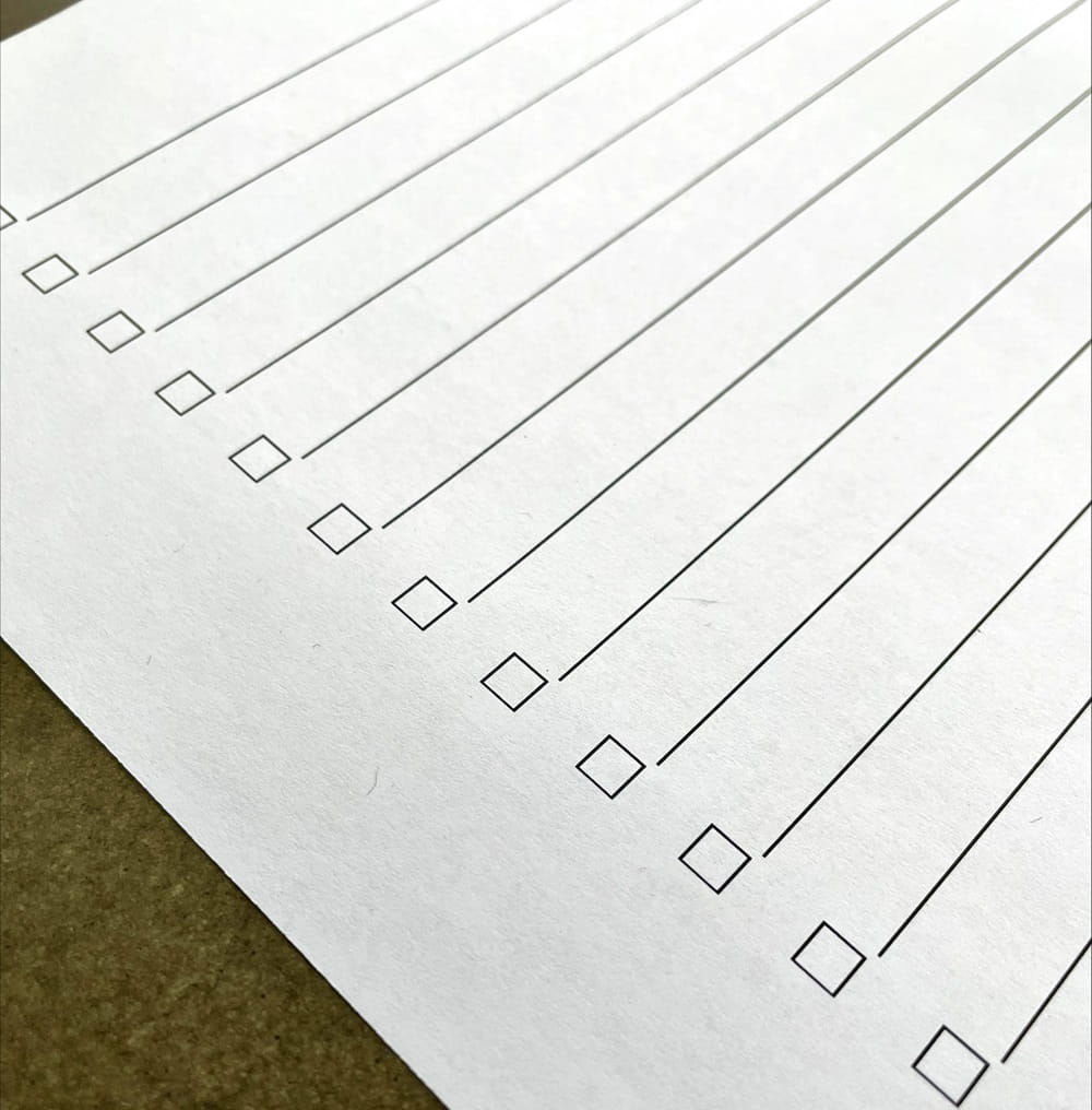 A blank checklist