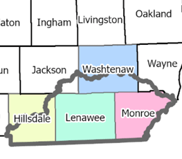 County map for Western Lake Erie Basin conservation specialists