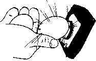 An illustration of a hand holding an egg near a light in order to candle it.