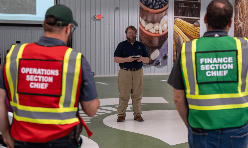 People being trained for an emergency