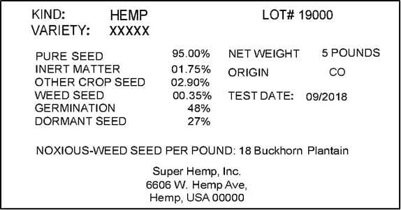 Seed Labeling Requirements Example Photo