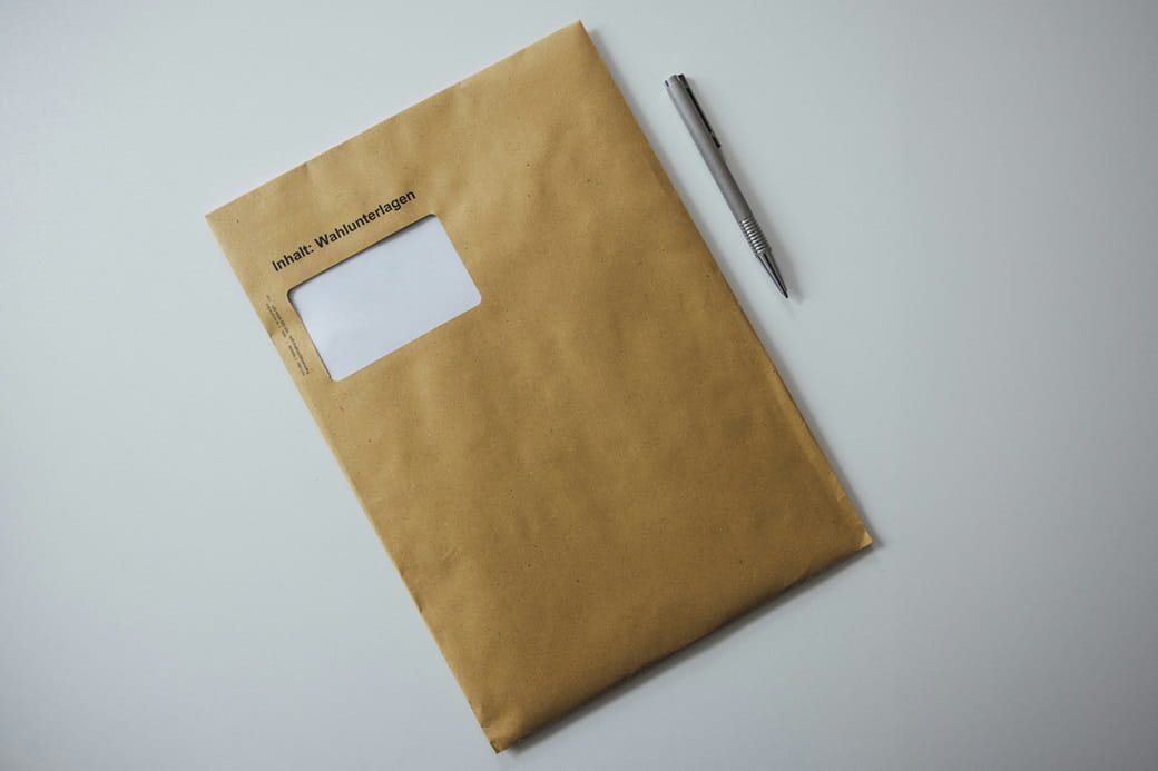 Manila envelope with a blank label