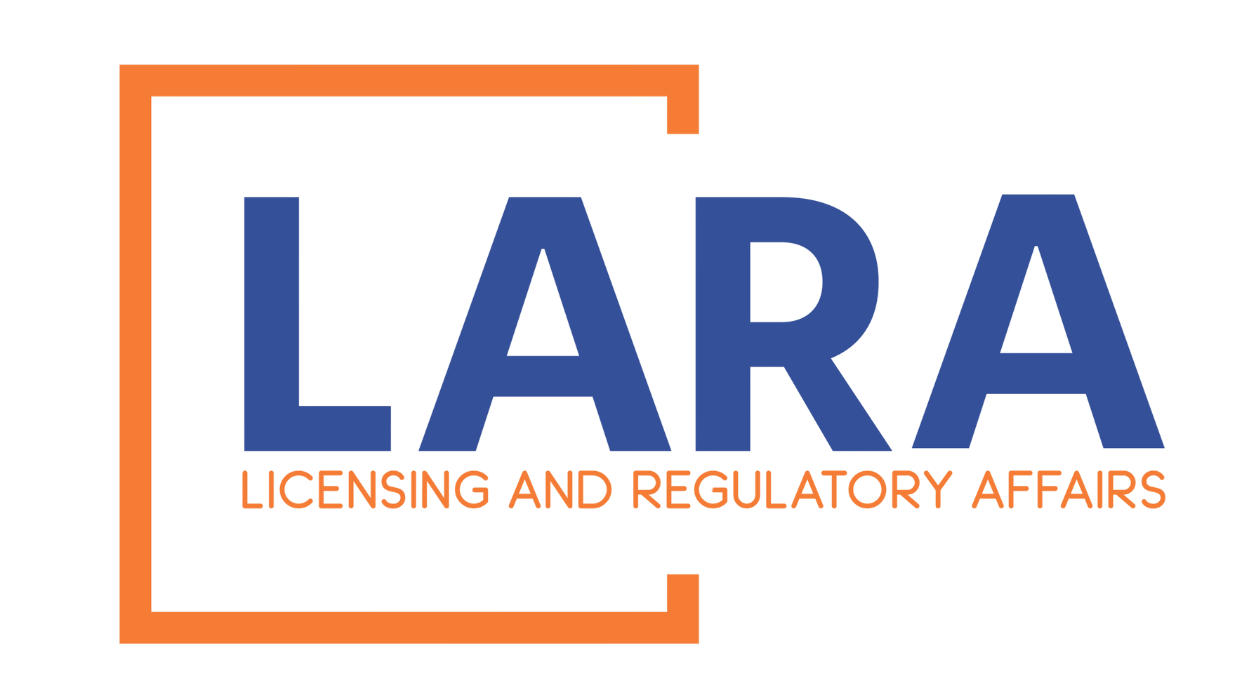 LARA logo showing the letters ‘LARA’ framed by an orange outline and the words ‘Licensing and Regulatory Affairs’ below.