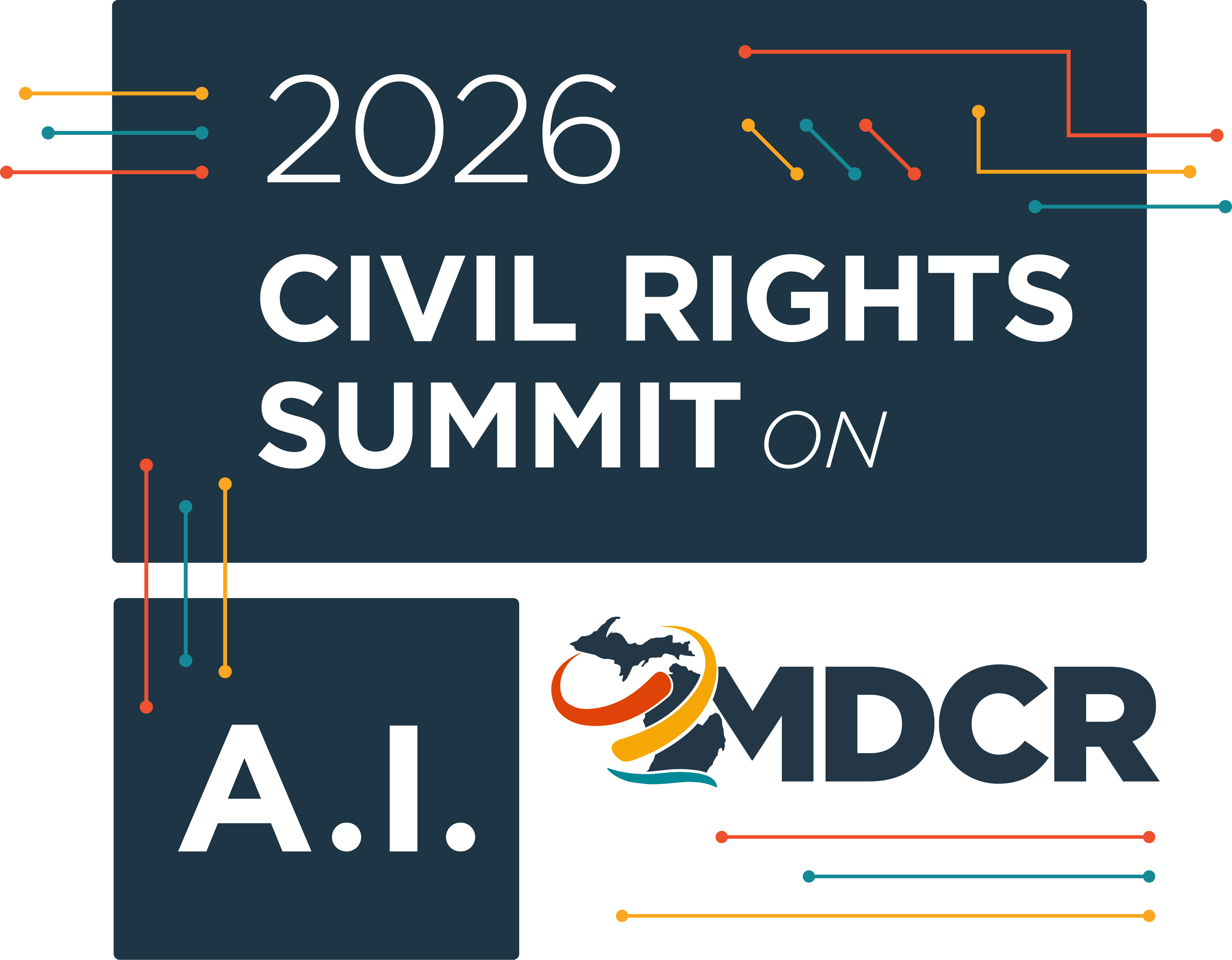 2026 Civil Rights Summit on AI logo with MDCR logo included