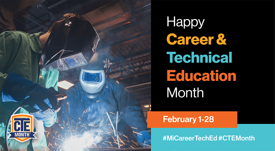 Two CTE students welding