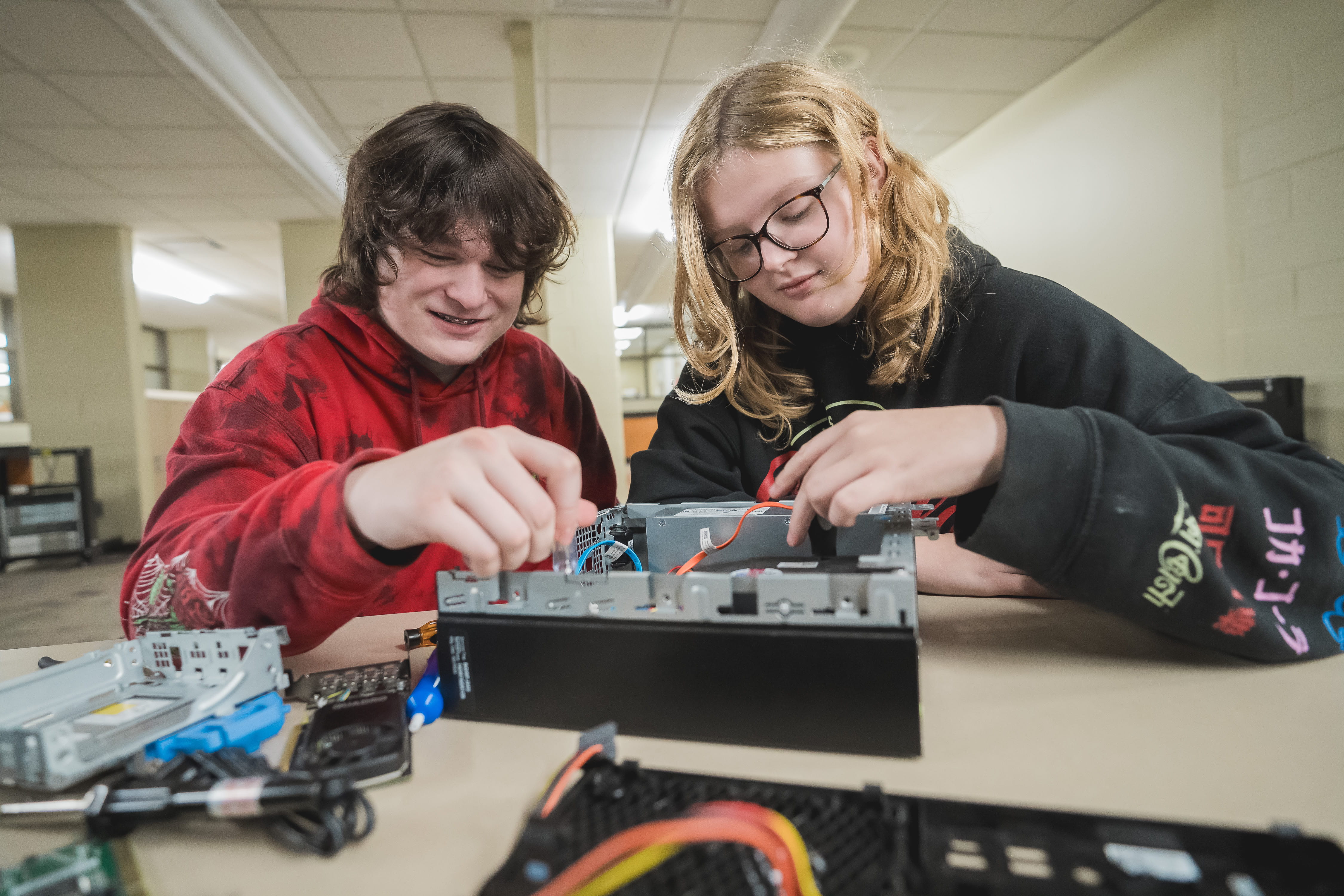STEM students working on a project.