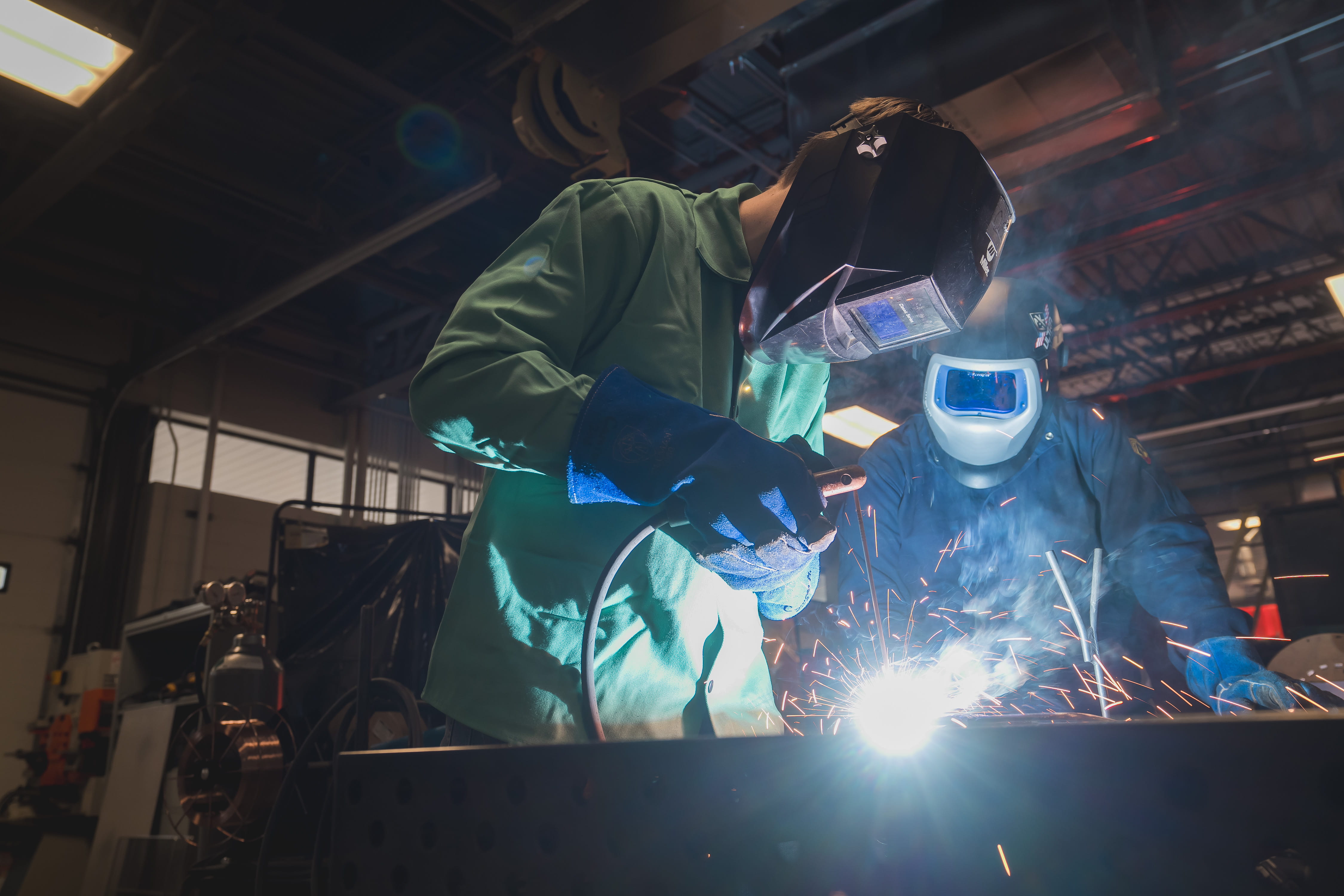 CTE students in a welding program
