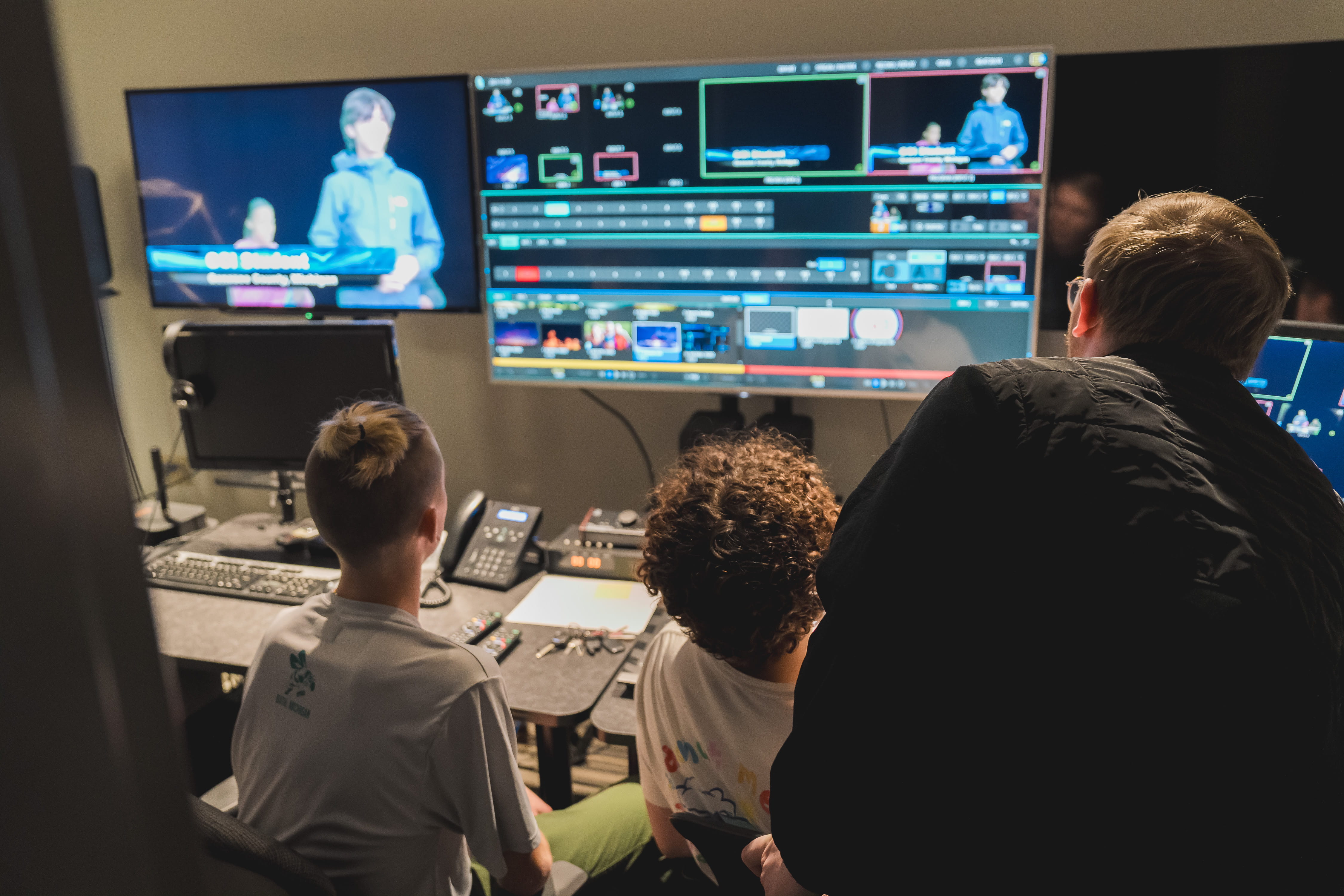 CTE students working in a media lab