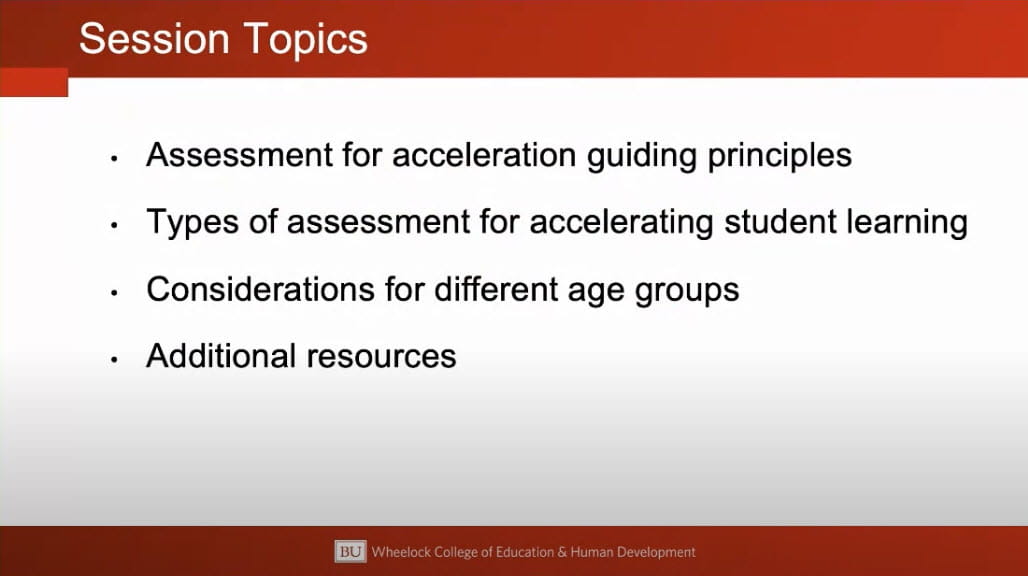 Assessment Practices for Acceleration