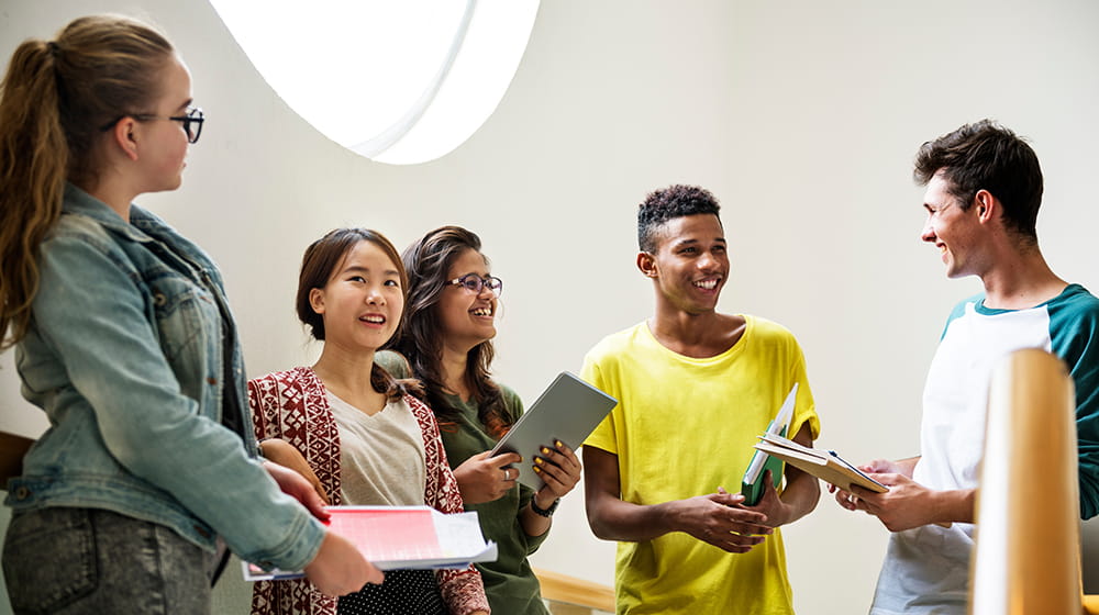 Diverse group of high school students