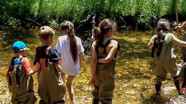 Tribal Consultation icon displaying an image of students doing a stream study