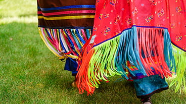 Indigenous Communities icon displaying an image of ribbon skirts and shawls