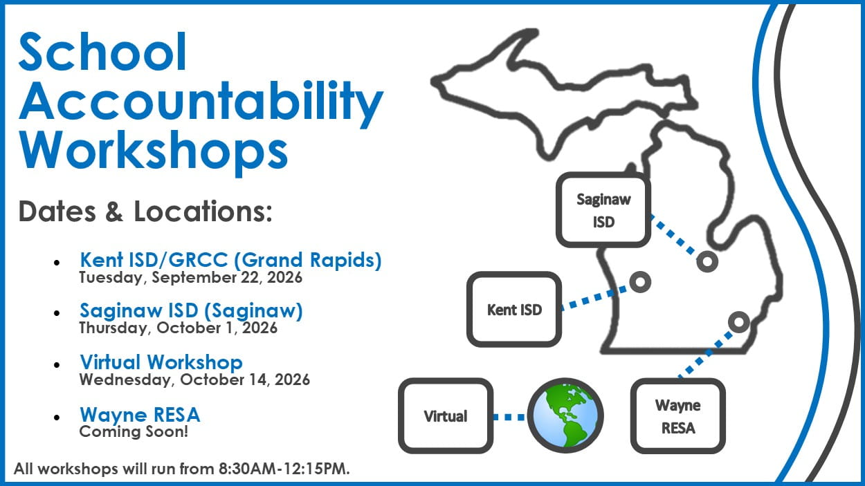 School Accountability Workshops Locations Graphic